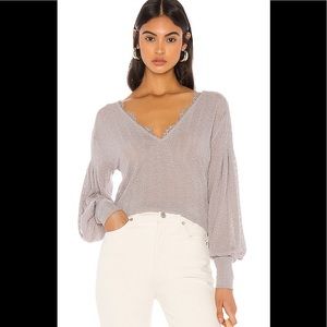 Free People Gray Lace Dreamgirl Sweater Top